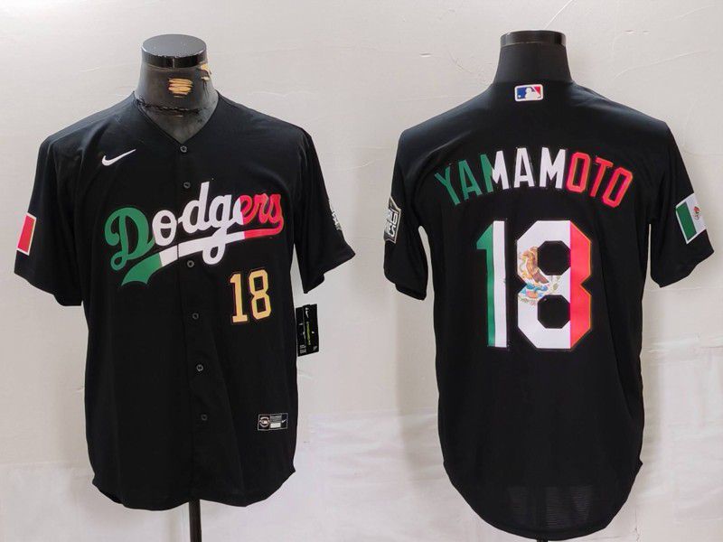Men Los Angeles Dodgers #18 Yamamoto Black Fashion Nike Game MLB Jersey style 7011->los angeles dodgers->MLB Jersey